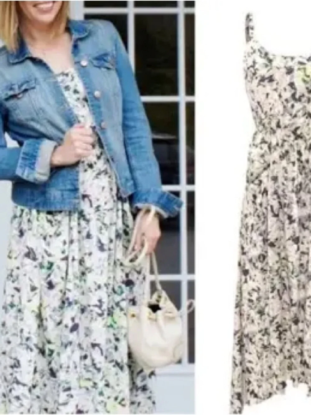 Cabi Margherita Floral Print Strappy Midi Dress with pockets